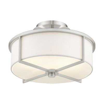 Wesley Brushed Nickel 2-Light Semi-Flush Drum Ceiling Fixture
