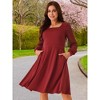 Seta T Women's Long Sleeve Swiss Dots Square Neck Knee Length Elegant Dress - 2 of 4