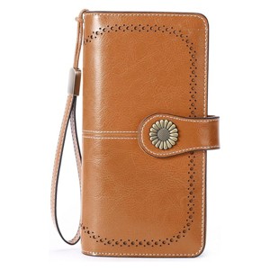 Women’s Wallet Leather Wristlet – RFID Blocking Large Capacity Credit Card Holder with Zipper Pocket, Multiple Compartments & Phone Slot - 1 of 4