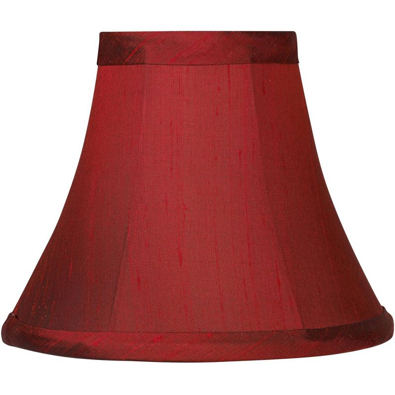 Springcrest Set of 6 Bell Lamp Shades Deep Red Faux Silk Small 3" Top x 6" Bottom x 5" High Candelabra Clip-On Fitting, 4 of 9