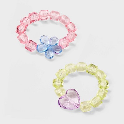 Girls' 5pk Mixed Bracelet Set With Stone And Heart Charms - Art