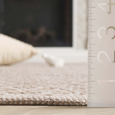 Ivory Beige Geometric Flat Woven Cotton Area Rug