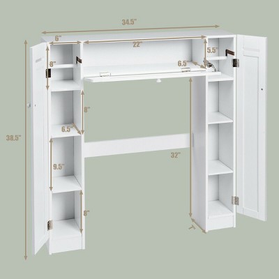 White MDF Over-the-Toilet Storage Cabinet with Adjustable Shelves