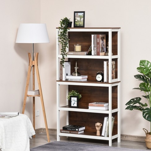 Wood 4 Tiers Standard Bookcase, Books Toys Storage Bookshelf for Living Room