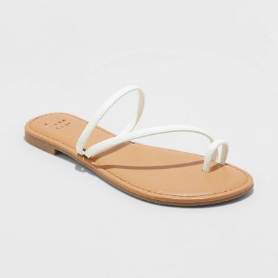 white 2 strap sandals