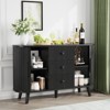 Buenhomino 47" Sideboard Buffet Cabinet, Fluted Storage Cabinet with 2 Sliding Tambour Doors and 3 Drawers for Living Room, Entryway, Hallway, Walnut - 3 of 4