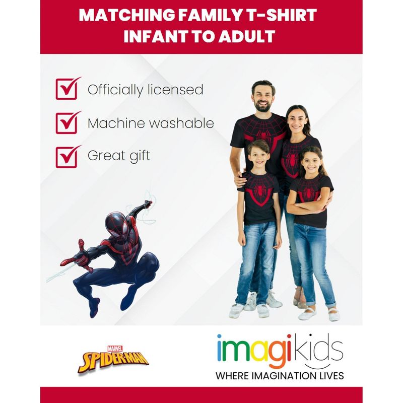 Marvel Spider-Man Miles Morales Spider-Gwen Ghost Spider Matching Family Cosplay T-Shirt Little Kid to Adult, 4 of 8