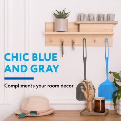 Extra Large Blue and Gray Plastic Spiked Fly Swatter Set