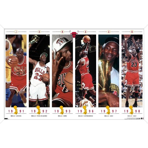 Trends International Michael Jordan - Timeline Framed Wall Poster Prints  White Framed Version 22.375 X 34 : Target