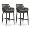 PURPLE LEAF Outdoor Rattan Bar Stools Set of 2 Modern Boho Aluminum Patio Bar Height Chair with Cushion for Garden Outdoor and Indoor - 2 of 4