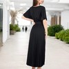 Anna-Kaci Women's V-Neck Flutter Sleeve Maxi Dress with Pleated Skirt and Waist Tie - 2 of 4