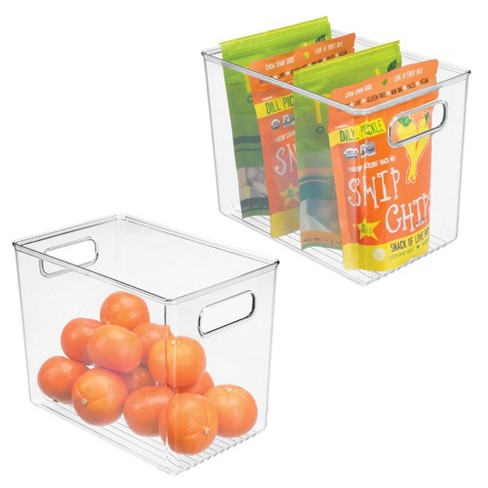 2 Pack Food Storage Organizer Bins Clear Plastic Storage Bins for