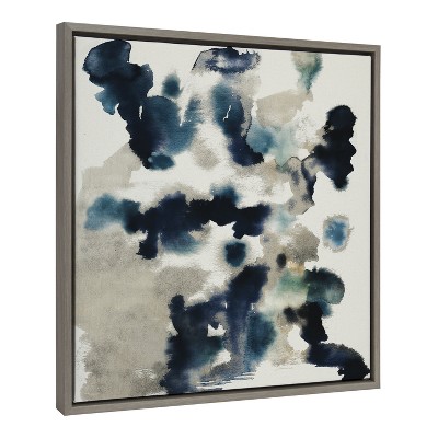 Gray and Blue Abstract Canvas Print with Polystyrene Frame, 22x22