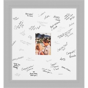 Brushed Silver Signature Mat Picture Frame – Guest Book Alternative for Weddings, Graduations, or Retirement – Autograph Photo Mat for Signature Board - 1 of 4