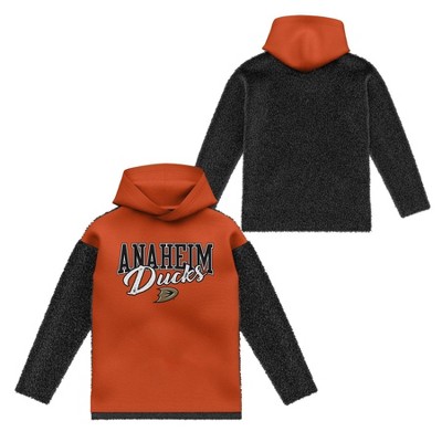 NHL Anaheim Ducks Girls' Faux Fur Long Sleeve Hooded Sweatshirt