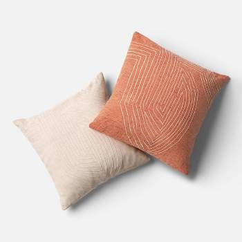 2pk Chenille Square Throw Pillows Cream - Threshold™