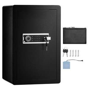 VEVOR Single Door 3.5 cu.ft Safe Box with Key Lock & Password, Safe Lock Box with Fireproof Bag, Key Rack, and 2 Shelves for Money, Documents, Black - 1 of 4
