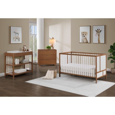 Gulches 3-in-1 Crib - Modern Convertible Design, Walnut/White, Adjustable Heights