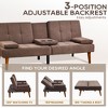 Futon Sofa Bed-Leather Small Futon Couch, Futon Lounge Sofa, Futon Convertible with Cup Holder - 3 of 4