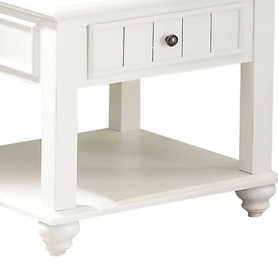 Natesa White Washed 24-Inch Poplar Wood End Table with Storage