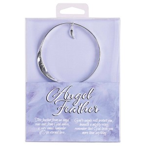 Dicksons Angel Feather Sent from God Above Charm Women's One Size Silver Plated Stainless Steel Everyday Mobius Twist Bangle Bracelet in Presentation - 1 of 4