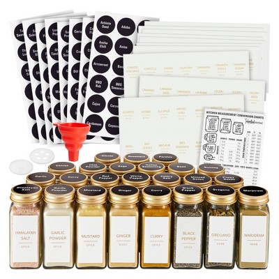 Talented Kitchen Spice Drawer Organizer with Jars and Labels with 18 Empty 4-oz Bottles, 416 Seasoning Labels, 2 Pcs 3-Tier Drawer Trays, 5.9 x 15 in