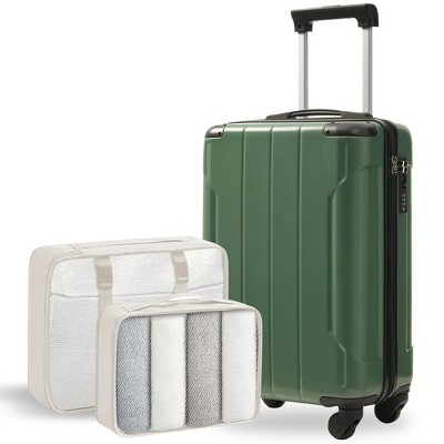 Whisen 3-Piece Luggage Set, 20” ABS Hardshell Carry-on Suitcase with TSA Lock, Spinner Wheels and 2 mesh packing cubes