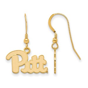 Black Bow Jewelry 14k Yellow Gold Plated Sterling Silver Pittsburgh Panthers NCAA Dangle Earrings - 1 of 3