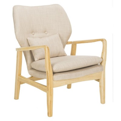 Tarly Beige Natural Elm Wood Transitional Arm Chair