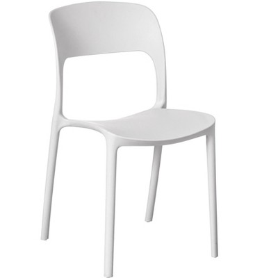 Fabulaxe Modern Plastic Outdoor Dining Chair with Open Curved Back
