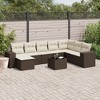 vidaXL 9 Piece Patio Sofa Set with Cushions Brown Poly Rattan - Brown and Cream With Table - 2 of 4