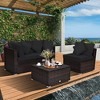 Costway 4PCS Patio Rattan Furniture Set Sofa Ottoman Cushion Garden Deck Black - 2 of 4