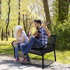 TiramisuBest 45.7in. Patio Bench Black Steel and WPC,Black - 2 of 4