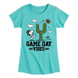 Girls' - Peanuts - Game Day Vibes Fitted Short Sleeve Graphic T-Shirt - 1 of 4