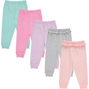 Cudlie Girls’ 5-Pack Jogger Pants – Soft Cotton Blend Sweatpants for Toddlers and Little Kids – Cozy Fit for Play, Lounge, and Everyday Wear - 1 of 1