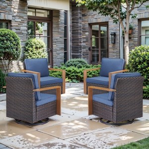 Gymojoy 4 Pieces Outdoor Swivel Chairs Glider Chair High Back Chair Set - 1 of 4