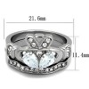 Slickblue Women’s Claddagh Ring Set, Dual Pear CZ Stones with Hand Motif, Matching Band, Polished Steel, Size 5–10 - 2 of 4