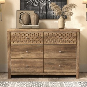 Galano Lavish 6 Drawer Dresser (31.7 in. H x 45.4 in. W x 16.1 in. D) in Dusty Gray Oak, Knotty Oak - 1 of 4