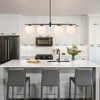 LLHZSY 4-Light 45 3/10" Linear Chandelier with Milk White Glass Globes-Black - 3 of 4