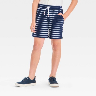 Boys' 4th of July Pull-On Striped Resort Terry Shorts - Cat & Jack™ Navy Blue/White