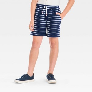 Boys' 4th of July Pull-On Striped Resort Terry Shorts - Cat & Jack™ Navy Blue/White - 1 of 3