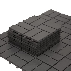 12"x12" Square Composite Patio Interlocking Deck Tiles. Four Slat Plastic Outdoor Flooring, All Weather for Balcony - 1 of 3