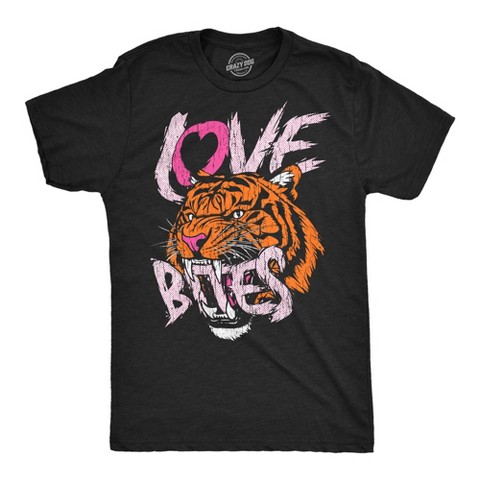 Мужские футболки Crazy Dog T-Shirts, Inc. Mens Funny T Shirts Love Bites Sarcastic Valentines Day Tiger Tee For Men - Crazy Dog Men's T Shirt for Valentines Gift Black L