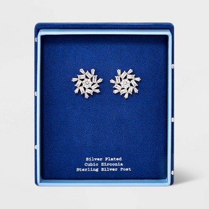 Silver Plated Starburst Cubic Zirconia Stud Earrings - 1 of 2