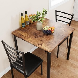 Jojoka 3-Piece Dining Table Set for 2 -  Metal Frame Wood Table Top& 2 upholstery Chairs for Small Space Kitchen, Breakfast Nook or Dining Room - 1 of 4