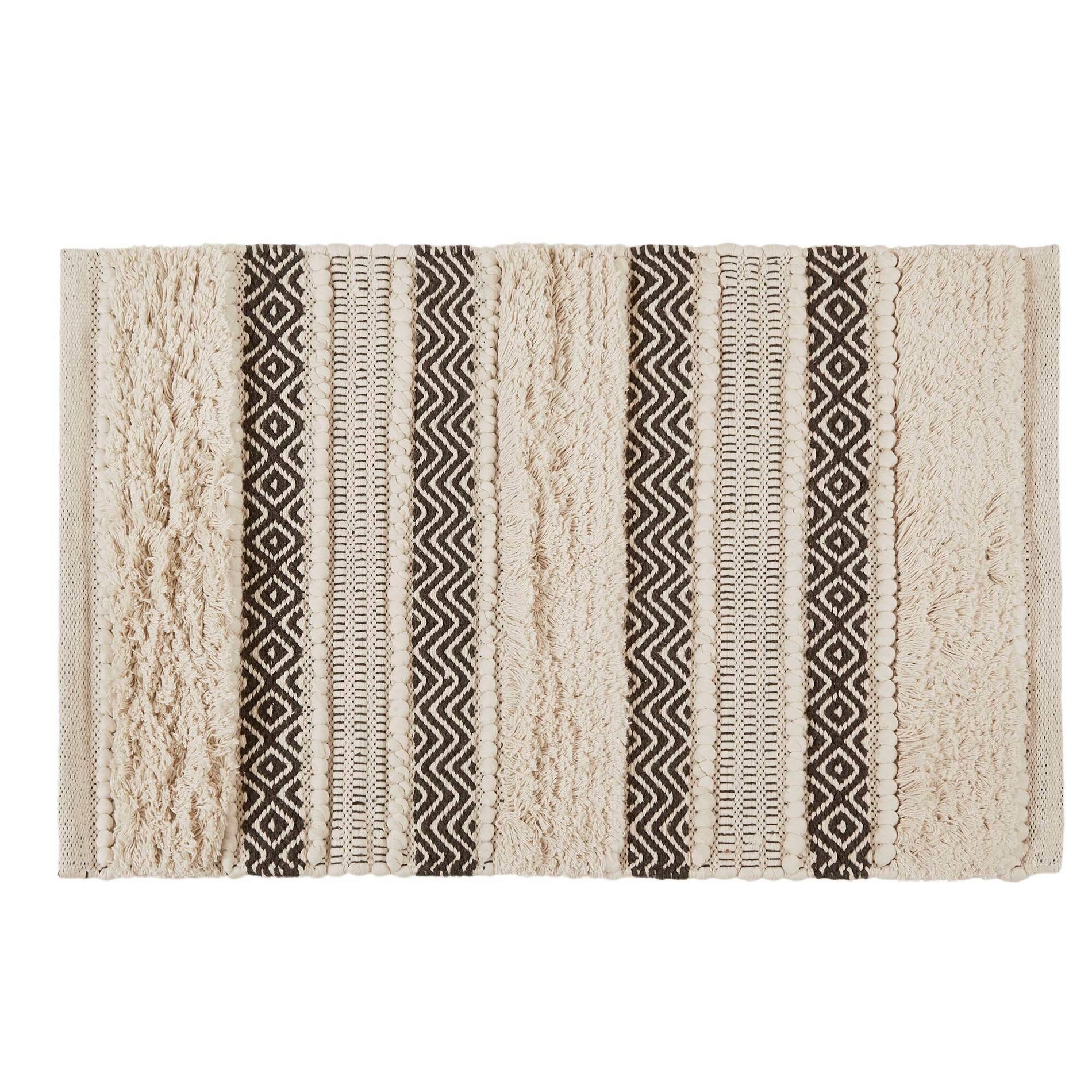 Ink+Ivy 20"x32" Asher Woven Texture Striped Bath Rug