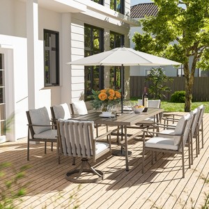HAPPATIO Patio Outdoor Dining Set, Aluminum Patio Dining Set Includes 1 Outdoor Dining Table with Umbrella Hole and Dining Chairs for Lawn, Porch. - 1 of 4