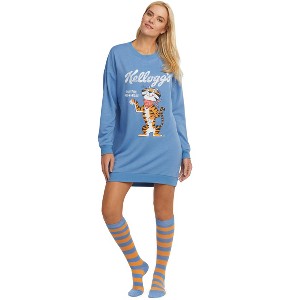 Kellogg's Women's Tony the Tiger Sleepshirt with Knee High Socks Pajama Set - 1 of 4