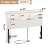 Upholstered Headboard with 2 Drawers, Charging Station & LED Lights, Easy Assembly, White&Beige - 2 of 4