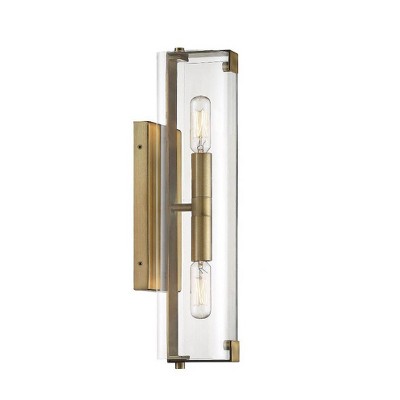Winfield Dimmable Brass & Black Wall Sconce with Clear Glass